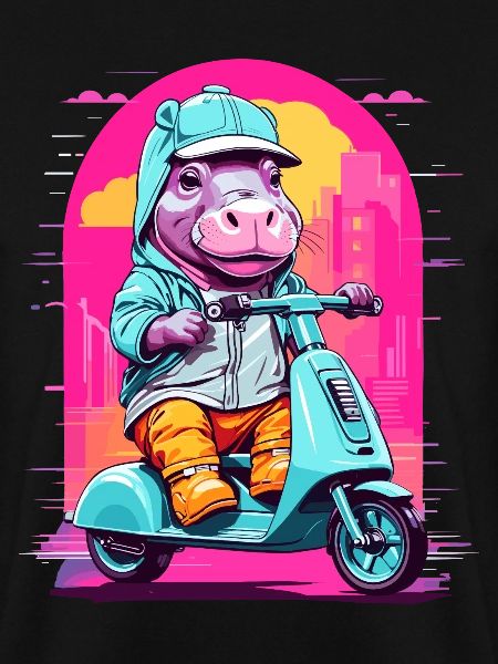 Nilpferd auf Roller