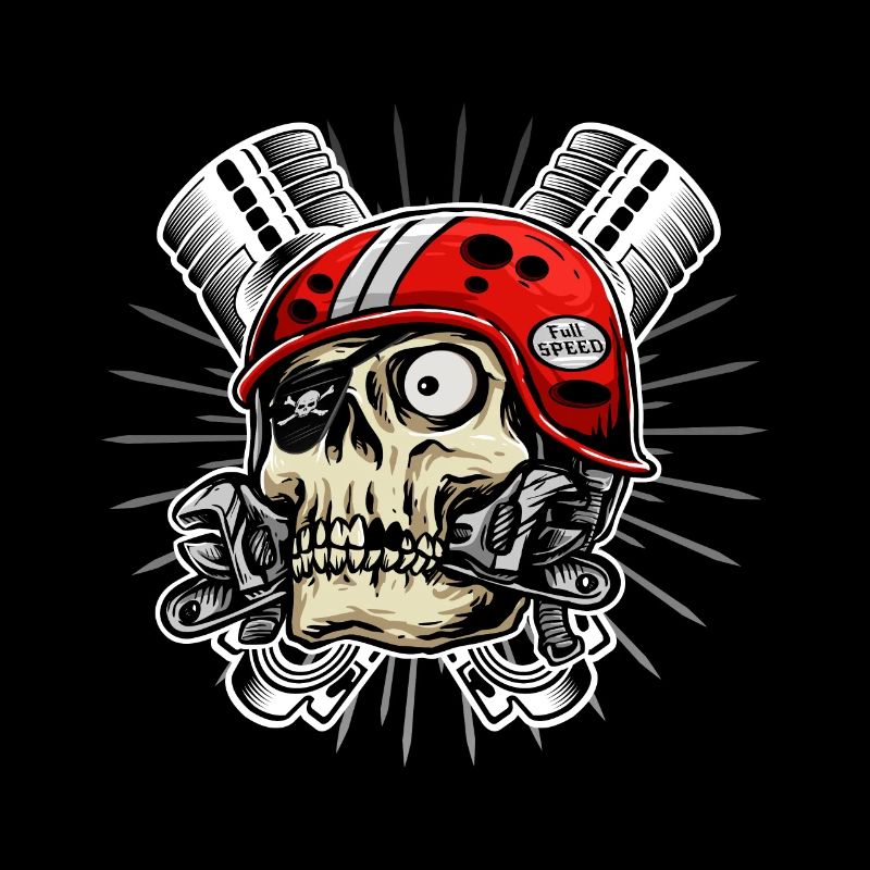 Skull skull motorcycle moped moped motor scooter