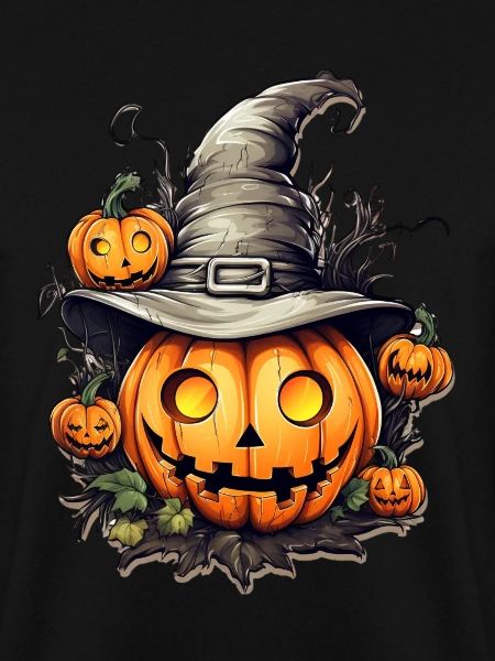 Kürbiskopf mit Hexenhut, Halloween
