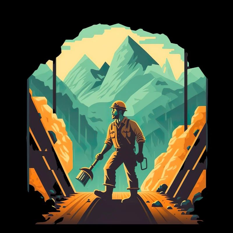 Retro Minenarbeiter mit Schaufel