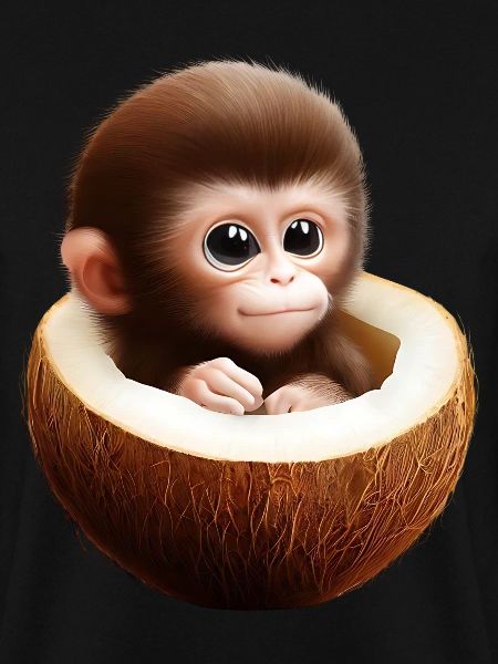 Affe in einer Kokosnuss