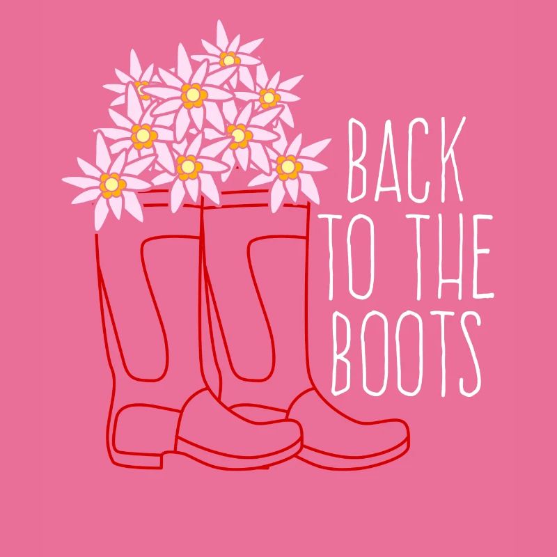 Bottes de pluie rouges et fleurs