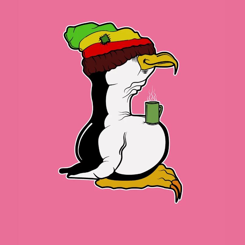 Tux Linux Penguin Coffee Break Computer Geek Rasta