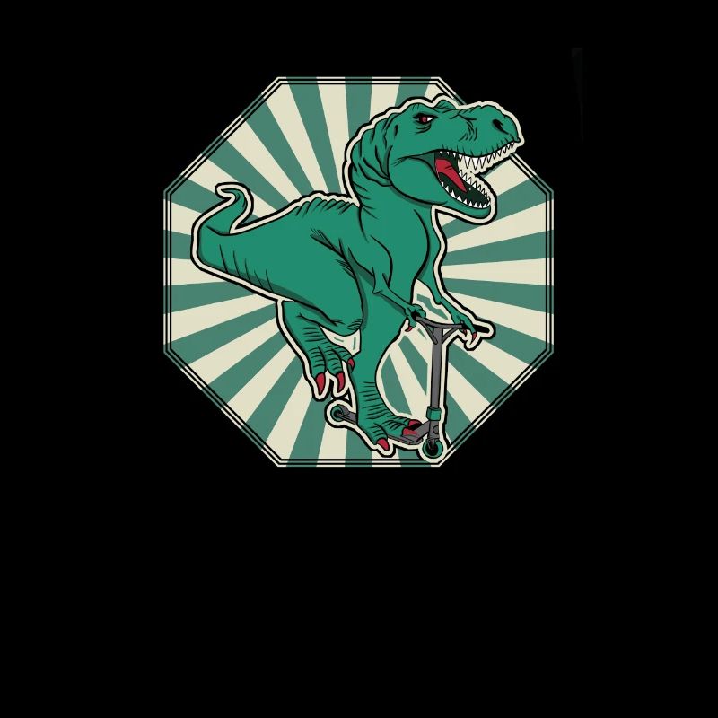 Retro Sonnenschein mit Dino T-Rex Stunt Scooter