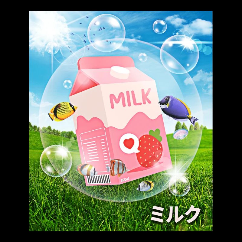 Frutiger Aero Aesthetic Tech Kawaii Strawberry Milk