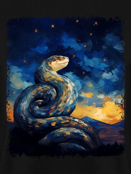 Kugelpython Schlange Sternennacht Gemälde