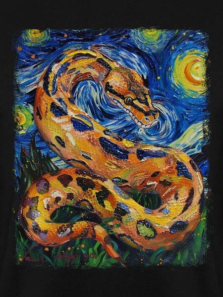Kugelpython Schlange Sternennacht Gemälde