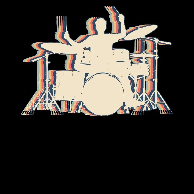 Drummer Drum Retro Line Art