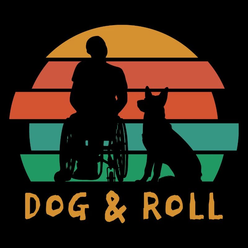 Rollstuhlfahrer mit Hund Spruch Dog and Roll