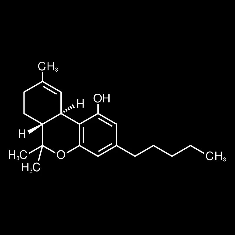 Formule structurelle de la molécule de THC