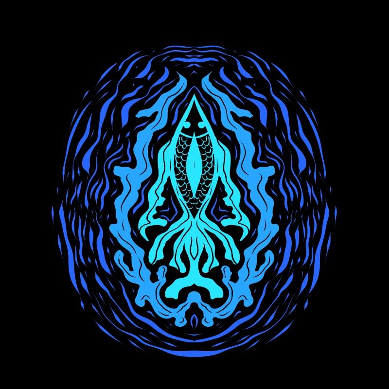 "AQUA" ~ Psychedelisches Fisch Muster