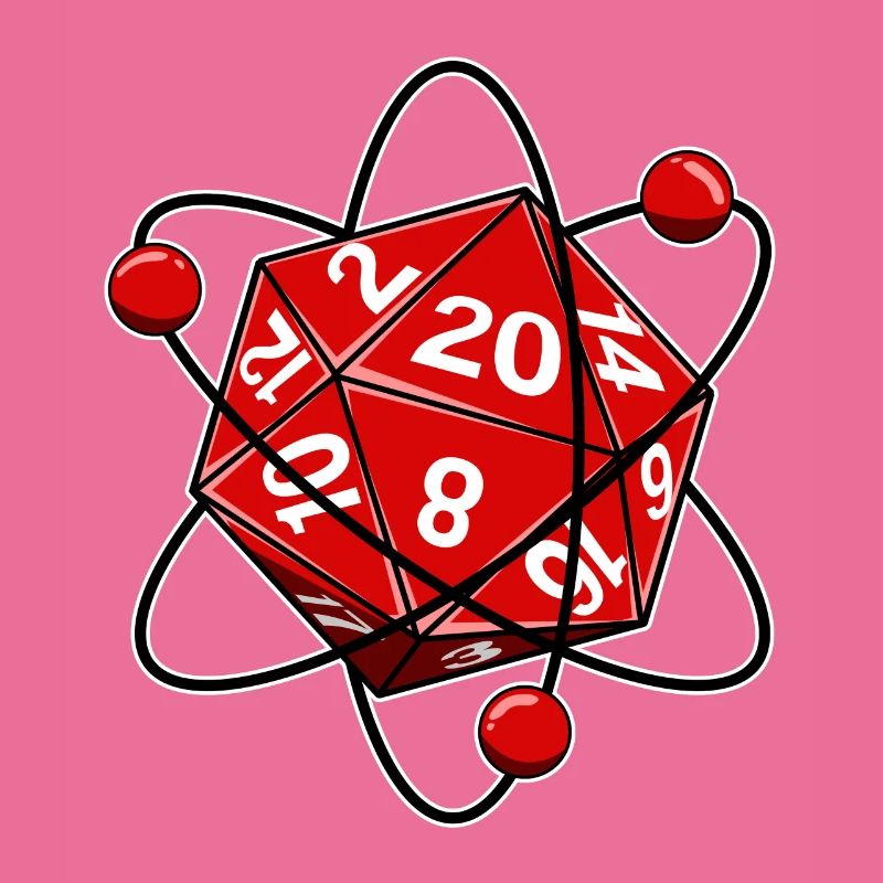 Cube D20 electron physics nerd