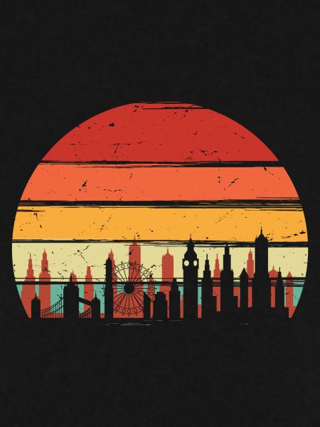 Retro Sunset City Skyline