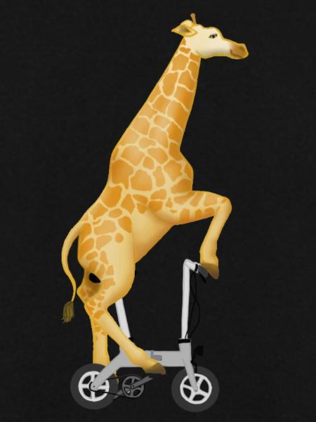 Giraffe auf dem Klapprad