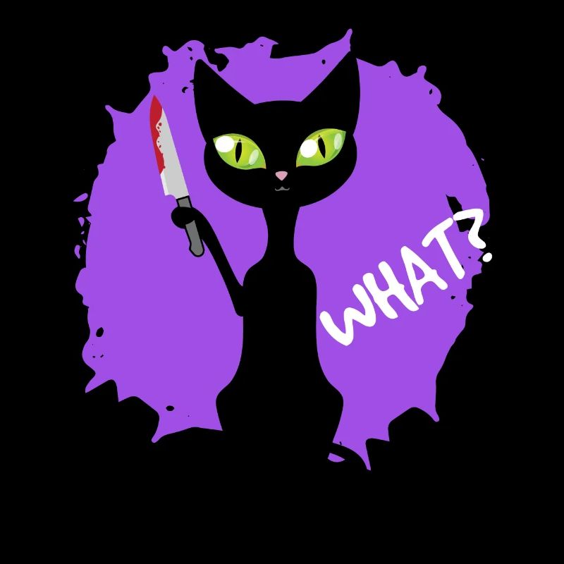 Halloween beängstigende schwarze Katze mit bloddy Messer WAS?
