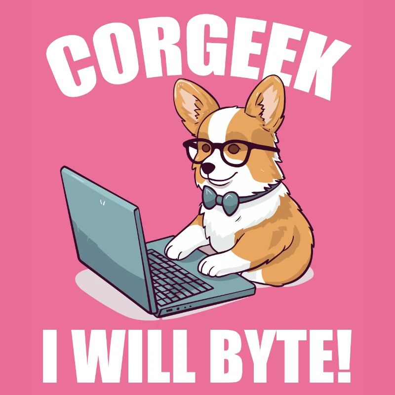 Corgi with glasses I Will Byte computer geek Corgeek