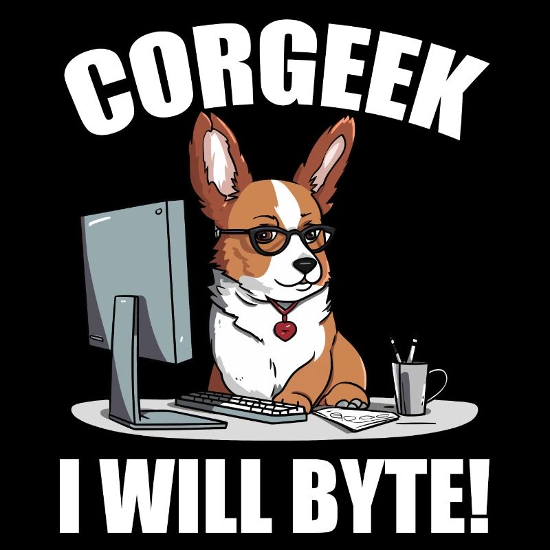 Corgi avec des lunettes I Will Byte ordinateur geek Corgeek