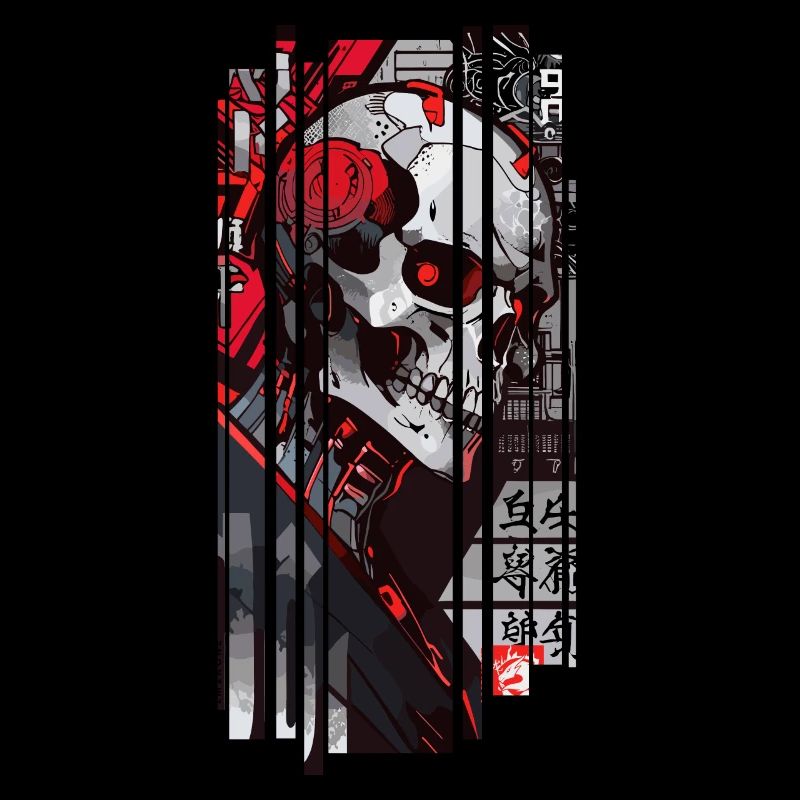 Cyborg Schädel Kanji