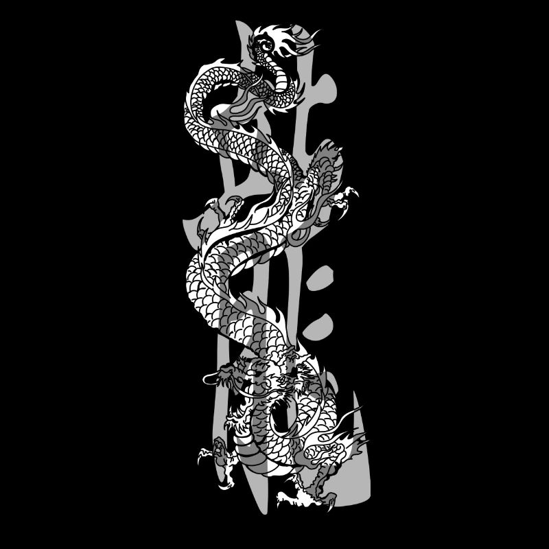 dragon28 white kanji dragon grey