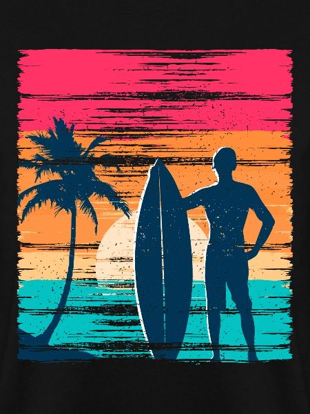 Surfer Sunset Retro Sommer Welle