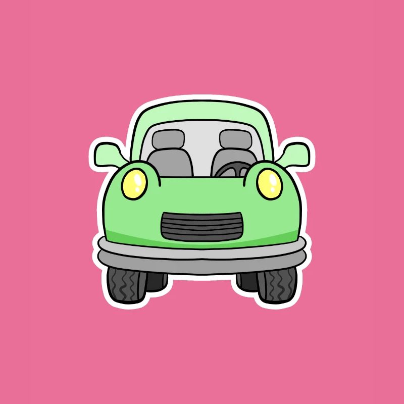 Cheerful green wagon front view