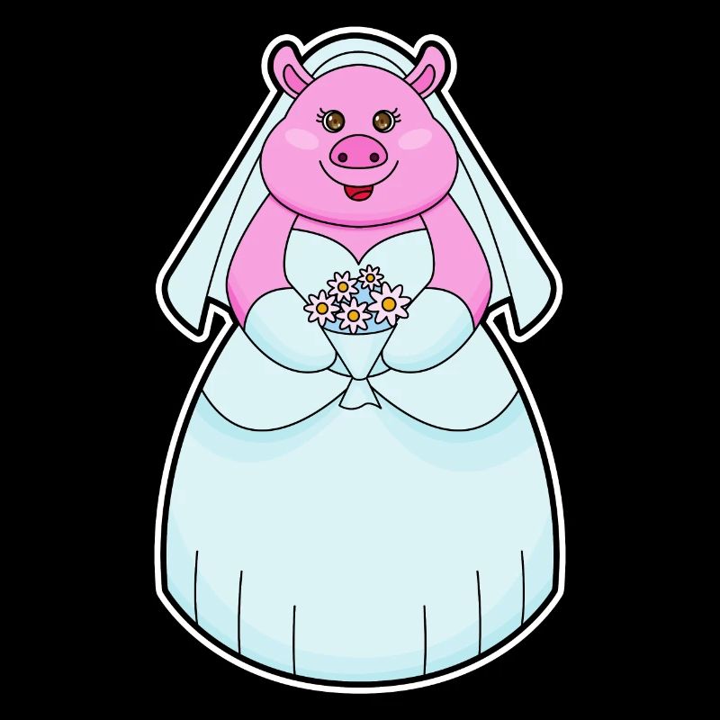 Cochon comme mariée avec voile