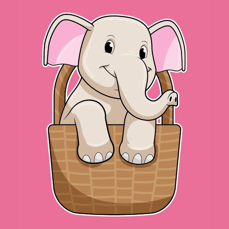 Éléphant avec panier