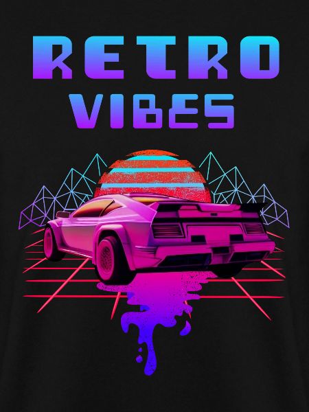 Rétro Vibes Sports Car Vaporwave Sunset