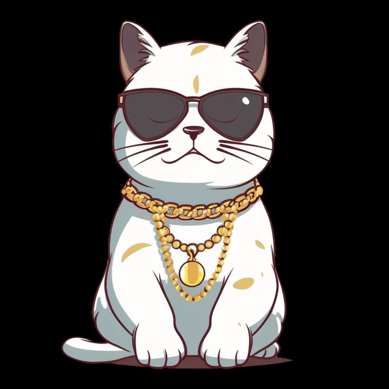 Chat cool avec lunettes de soleil et chaîne en or