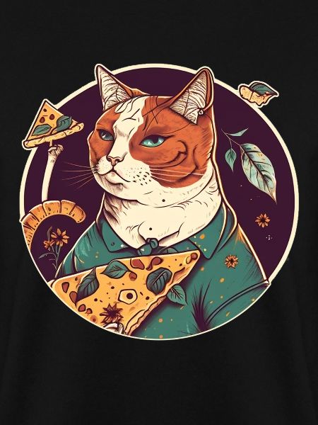 katze mit Pizzastücken