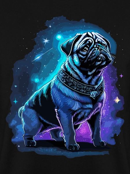 Neon Mops Hund Mitternachtszauber