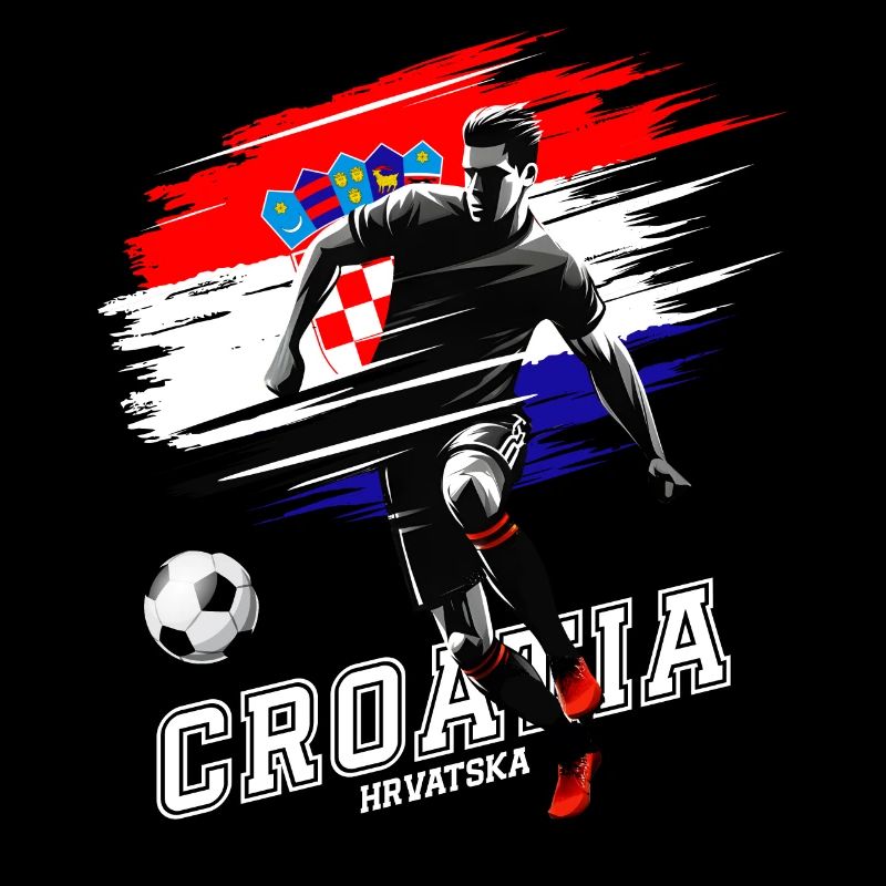 Croatie Football – Joueurs devant le drapeau croate