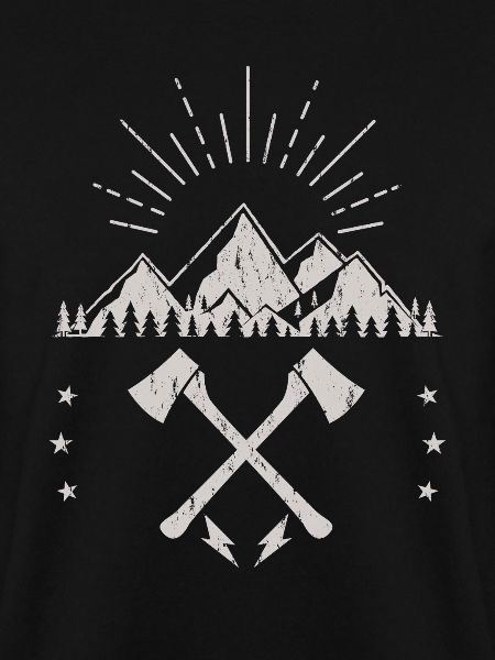 Robustes Berg-Sonnenaufgangsaxt-Emblem
