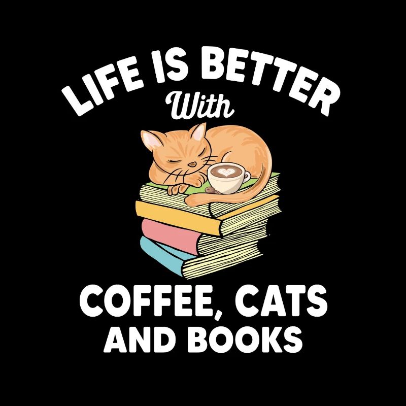 Katze, Bücher & Kaffee Unisex T-Shirt