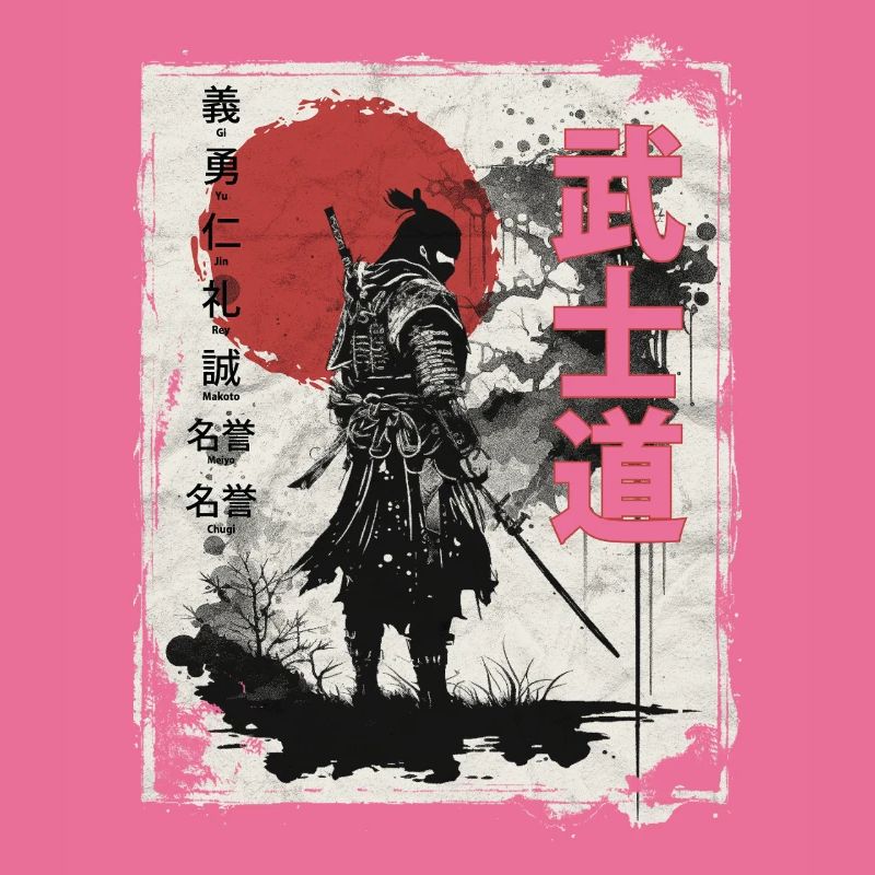 Samurai Warrior with Red Sun Backdrop