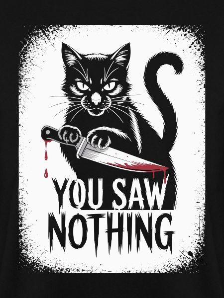 Düstere Katzen-Motiv mit Blutigem Messer