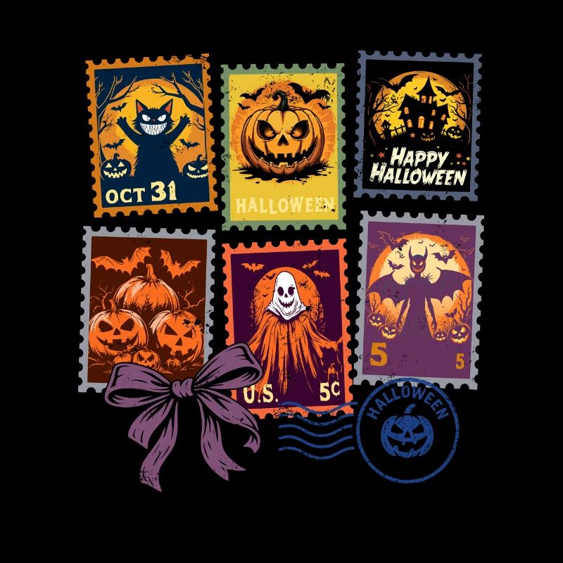 Figurines de timbres d'Halloween – Saison effrayante