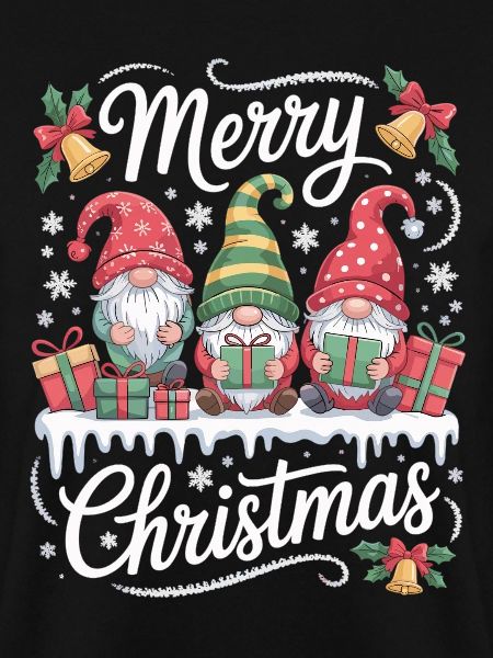 Christmas T-shirt with three gnomes