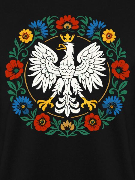 Polnischer Adler Volksemblem mit Blumen