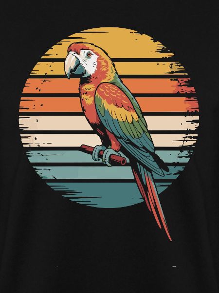 Bunter Papagei im Retro-Sonnenuntergang