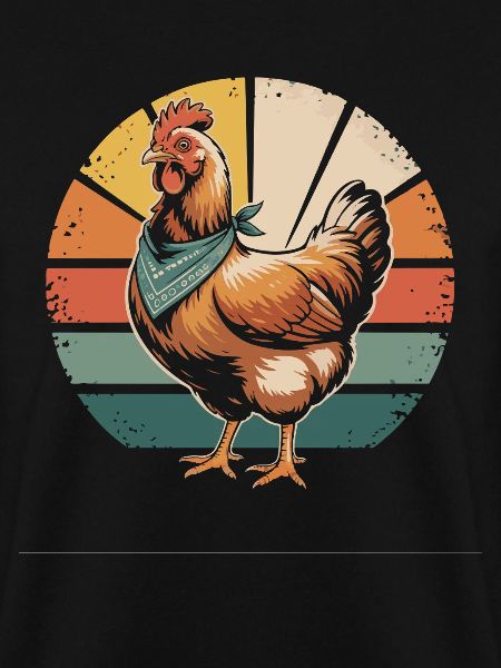 Huhn im Retro-Sonnenkreis
