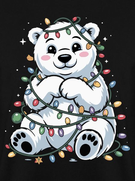 Weihnachtlicher Eisbär mit Lichterkette