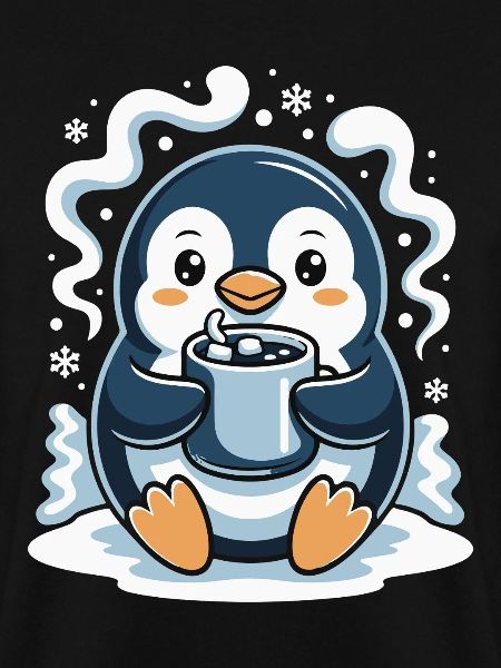 Kuschel-Pinguin mit heißem Kakao