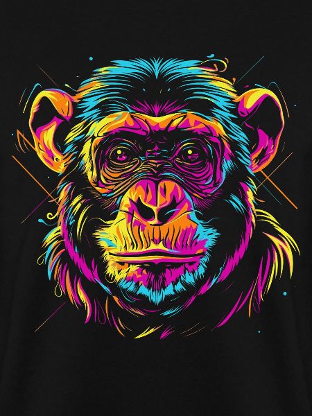 Neon Affenkopf im Pop-Art Stil