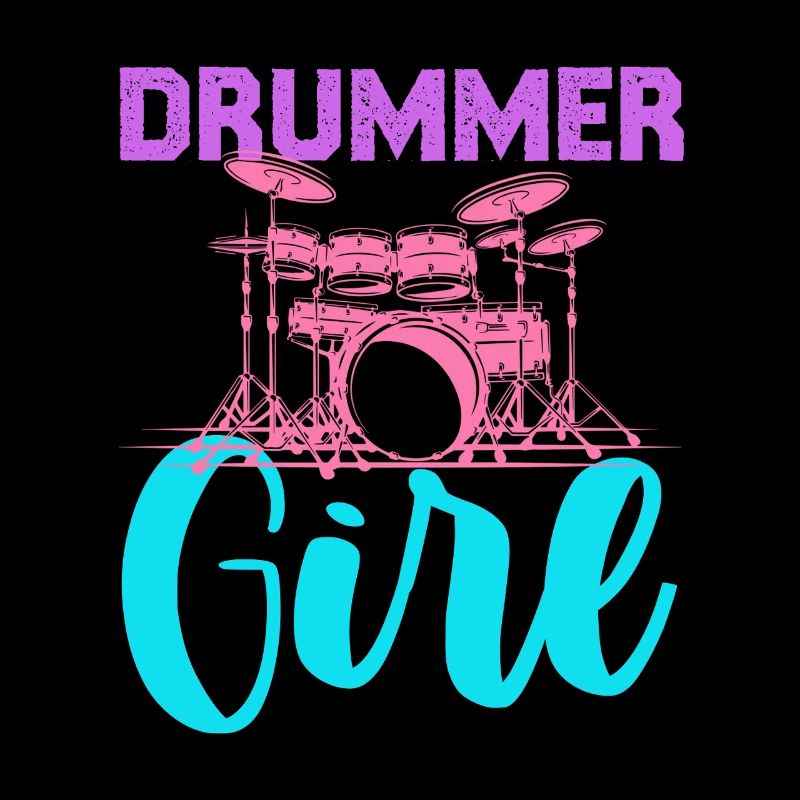 Drummer Girl Neon Pastel
