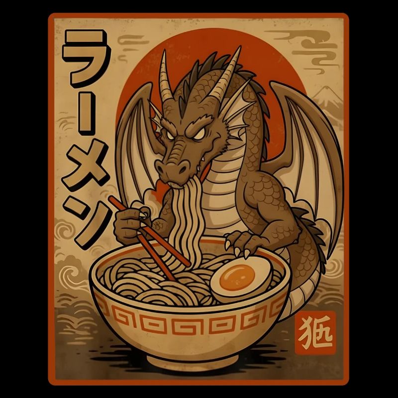 Retro-Drache Ramen-Design