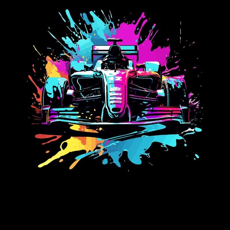Rennwagen Bunte Splash Art Autorennfahrer