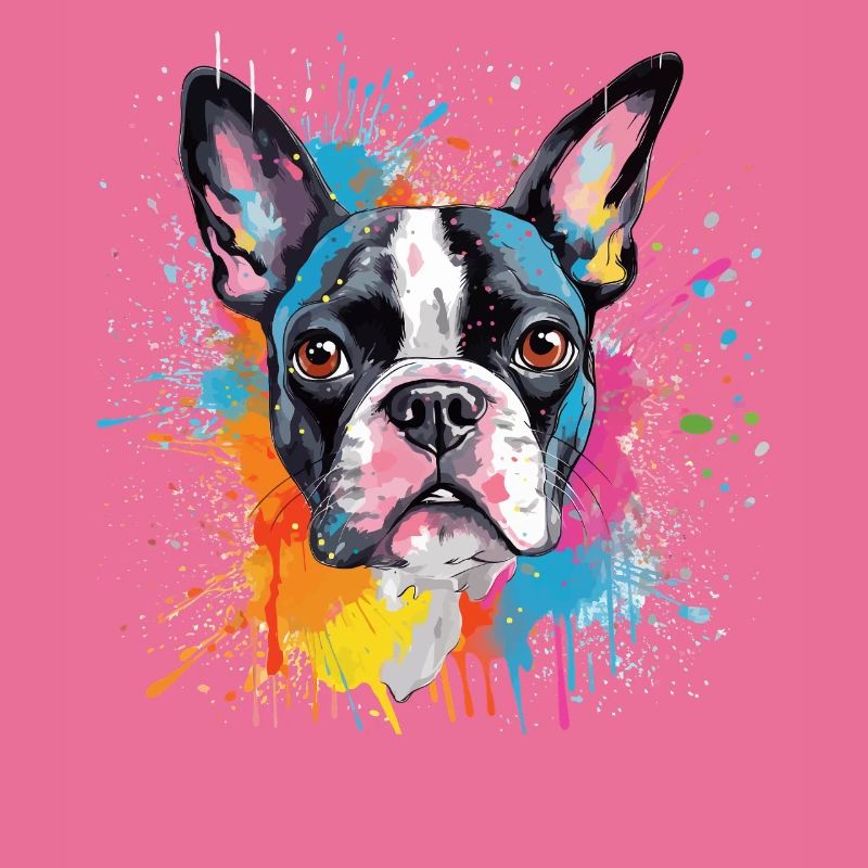 Portrait éclaboussé du Boston Terrier