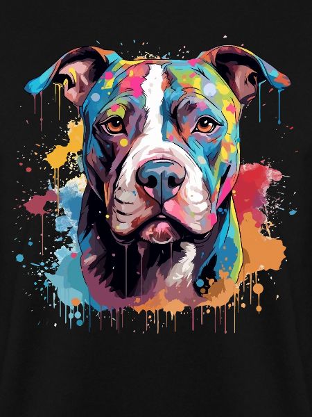 Pitbull Dog Bunte Spritzkunst