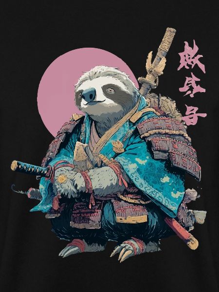Faultier-Samurai in blauer Rüstung